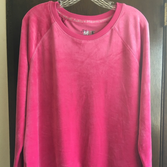 Muk Luks Tops - Muk Luks Hot Pink Velour Pullover Sweatshirt L Large